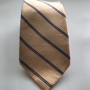 OSCAR DE LA RENTA MENS NECKTIE SULK STRIPED PEACH VINTAGE